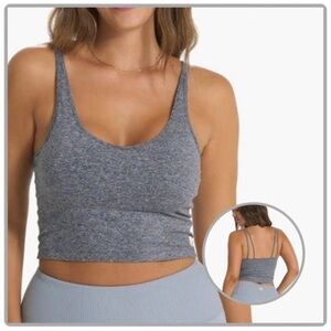 Vuori Halo Performance Crop Top Tank Grey V Neck Dreamknit SZ XS EUC